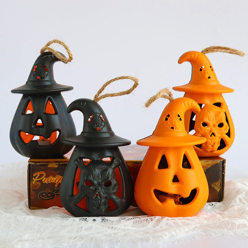 Halloween Handheld Horror Decorative Skull Candle Light (4 pcs Set)
